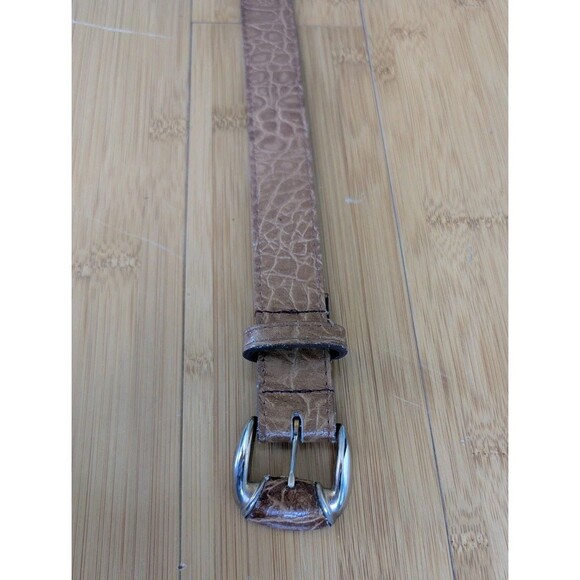 Vtg Genuine Leather Belt Sz L Tan Elephant Style Embossed Made in USA Western - Picture 1 of 5